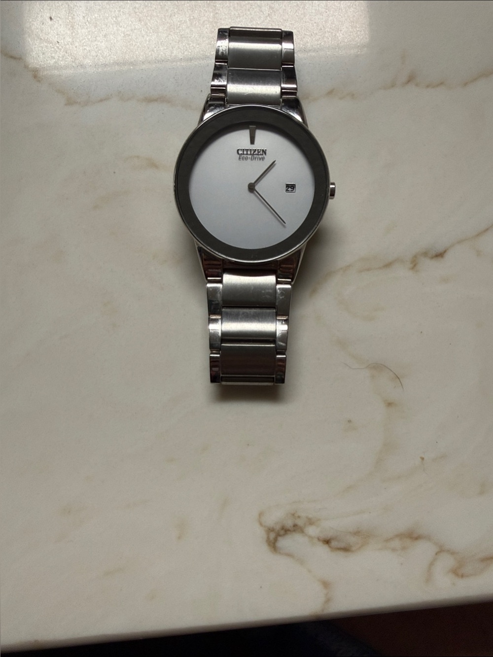 Citizen Silver Stainless Steel Watch with White Dial